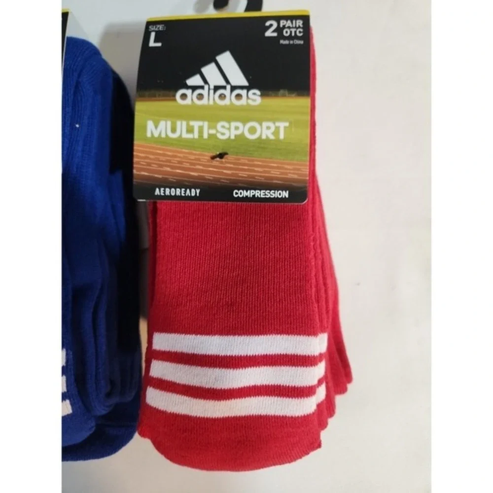 6 PAIR 3 PACKS ADIDAS MULTI‎ SPORT OVER THE CALF COMPRESSION SOCKS LARGE BLACK
